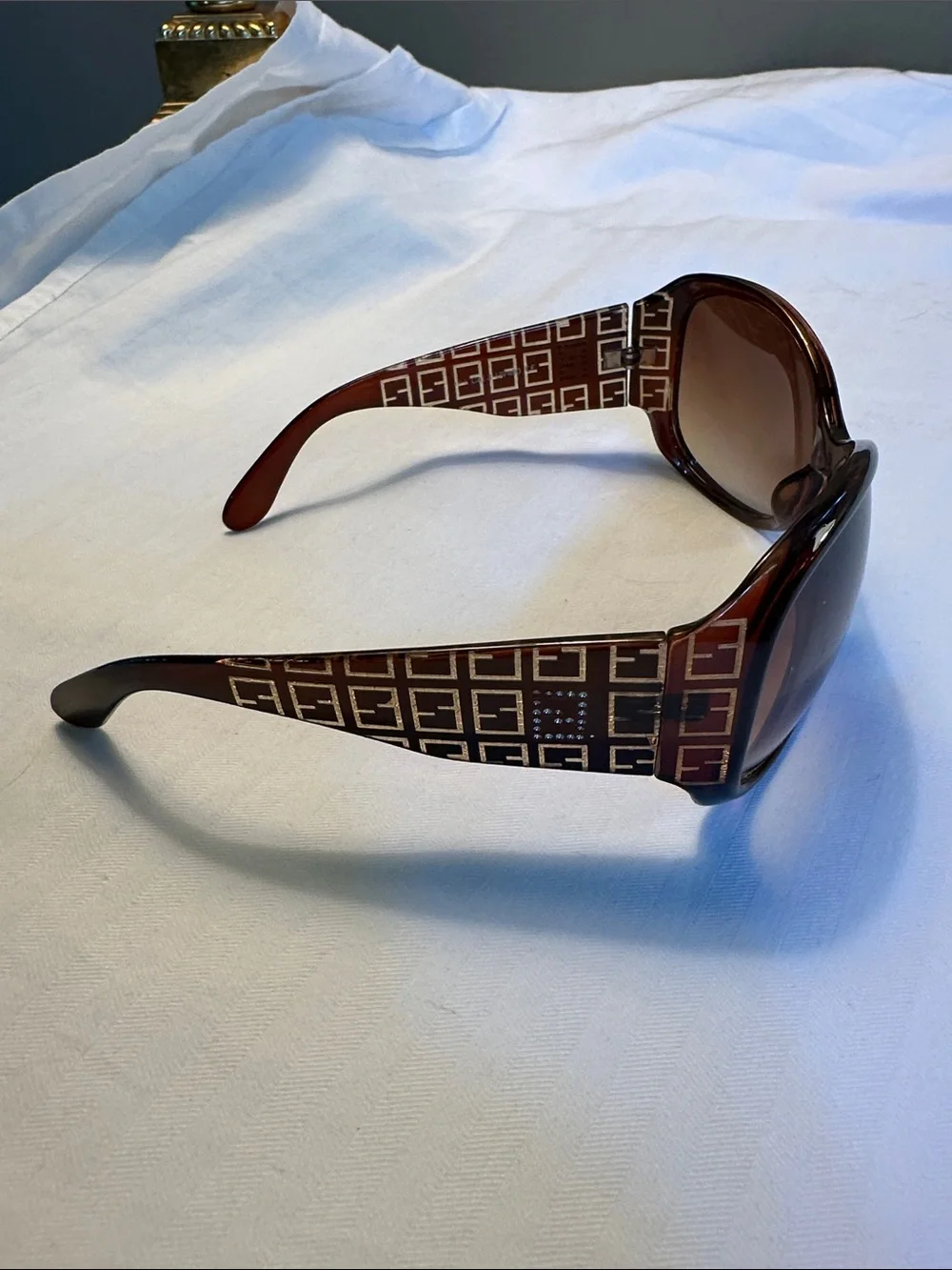 Brown Patterned Women's Sunglasses with Crystal Accent